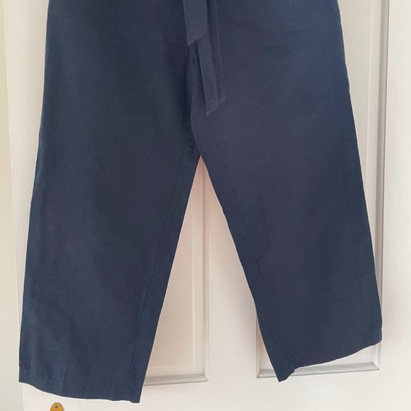 Zara Pants & Jumpsuits Zara Ankle Length Wide Linen Pants In Navy